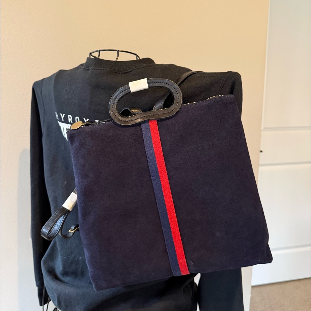 Clare V Navy and Red Stripe Backpack